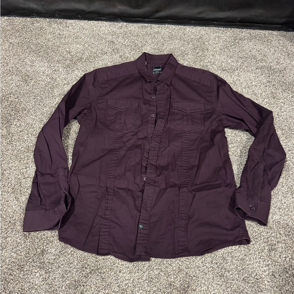 Express Men's Purple Button-Up Shirt
